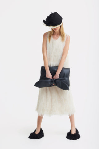 Faux Leather Padded Bow Clutch – Black - Julia Allert