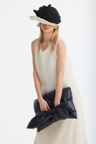 Faux Leather Padded Bow Clutch – Black - Julia Allert