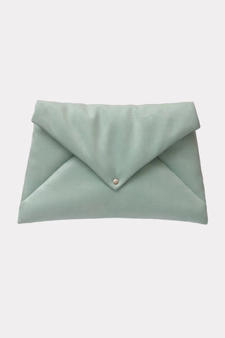 Faux Suede Envelope Clutch Bag Mint Green