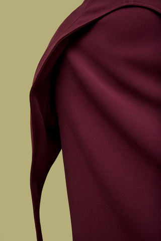 Figure-Flattering Off-Shoulder Midi Dress With Waist Corset Burgundy