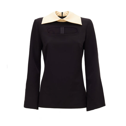 Fitted Black Blouse With Cutouts
