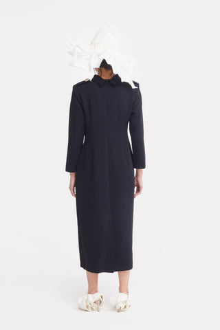 Fitted Long Sleeve Dress With Stand-Up Collar Black - Julia Allert