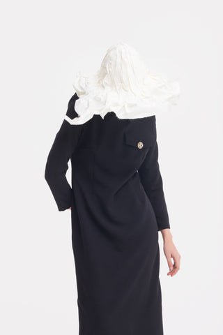 Fitted Long Sleeve Dress With Stand-Up Collar Black - Julia Allert