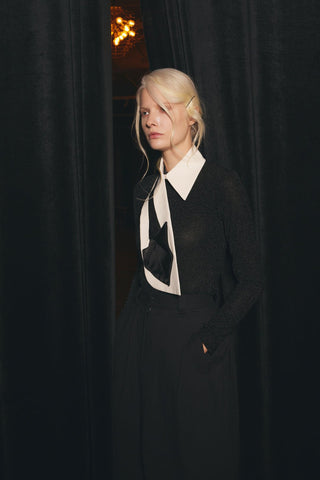 Fitted Long Sleeve Top Black Lurex - Julia Allert