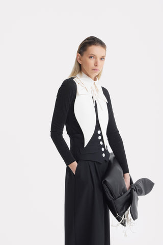 Fitted Long Sleeve Top Black Lurex - Julia Allert
