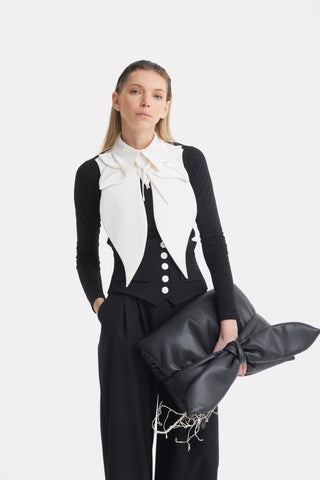 Fitted Long Sleeve Top Black Lurex - Julia Allert