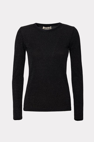Fitted Long Sleeve Top Black Lurex