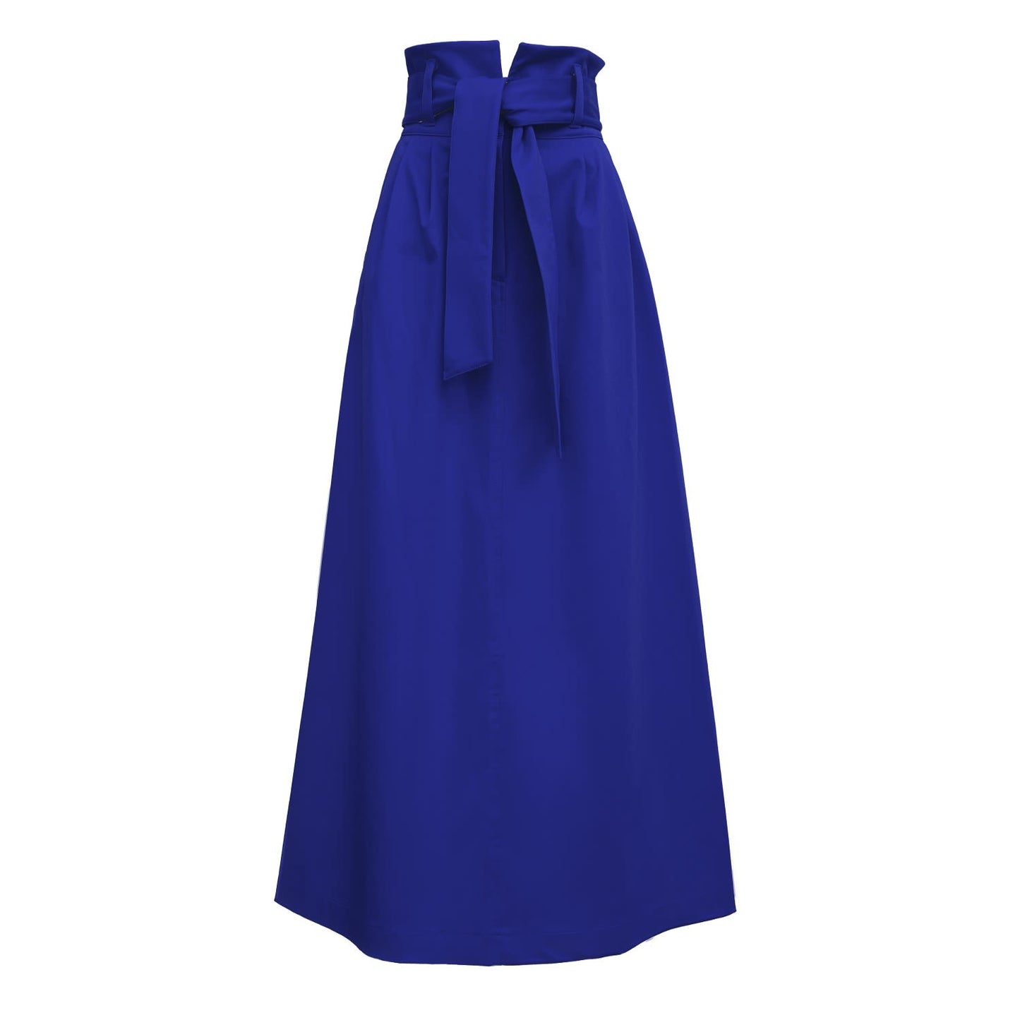 Blue High Waist A-Line Long Skirt With Belt