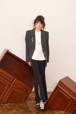 Flared Trousers With Hip Panels And Front Slits Black - Julia Allert