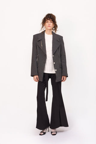 Flared Trousers With Hip Panels And Front Slits Black - Julia Allert