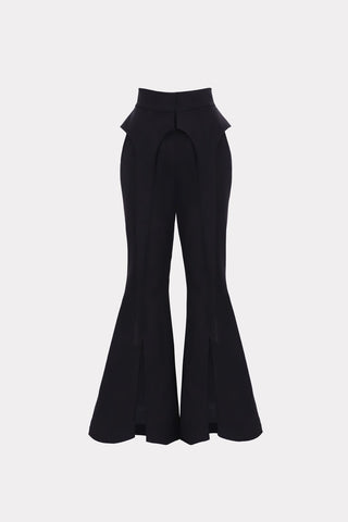 Flared Trousers With Hip Panels And Front Slits Black - Julia Allert
