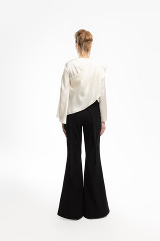 Flared Trousers With Hip Panels And Front Slits Black - Julia Allert