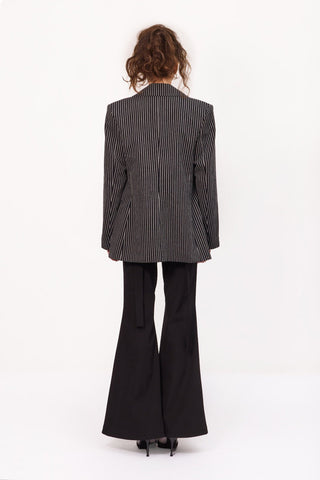 Flared Trousers With Hip Panels And Front Slits Black - Julia Allert