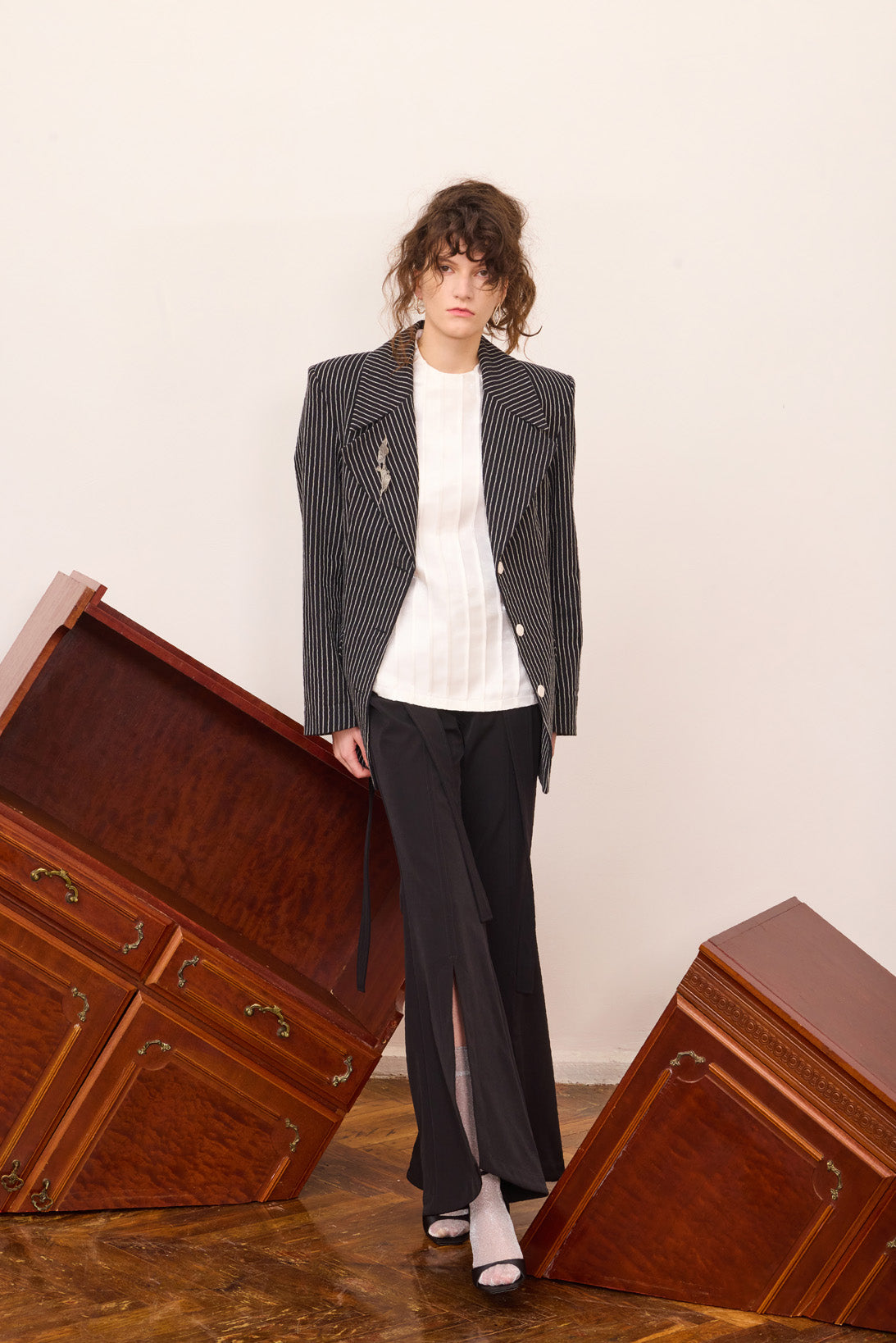 Flared Trousers With Hip Panels And Front Slits Black Julia Allert Flared Trousers With Hip Panels And Front Slits Black Julia Allert