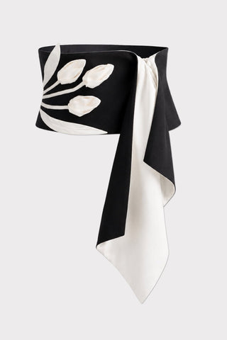 Floral Wide Waistpiece Belt - Black & Ivory - Julia Allert