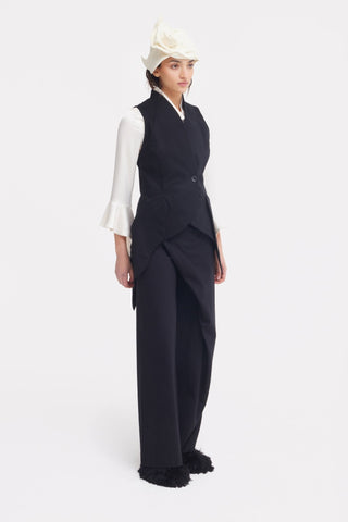 Formal Asymmetric Tailored Vest Black - Julia Allert