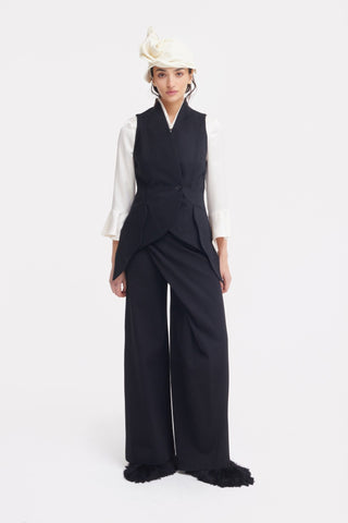 Formal Asymmetric Tailored Vest Black - Julia Allert
