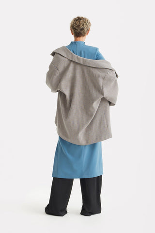 Formal Cocktail Midi Dress With Peplum Belt - Light Blue - Julia Allert