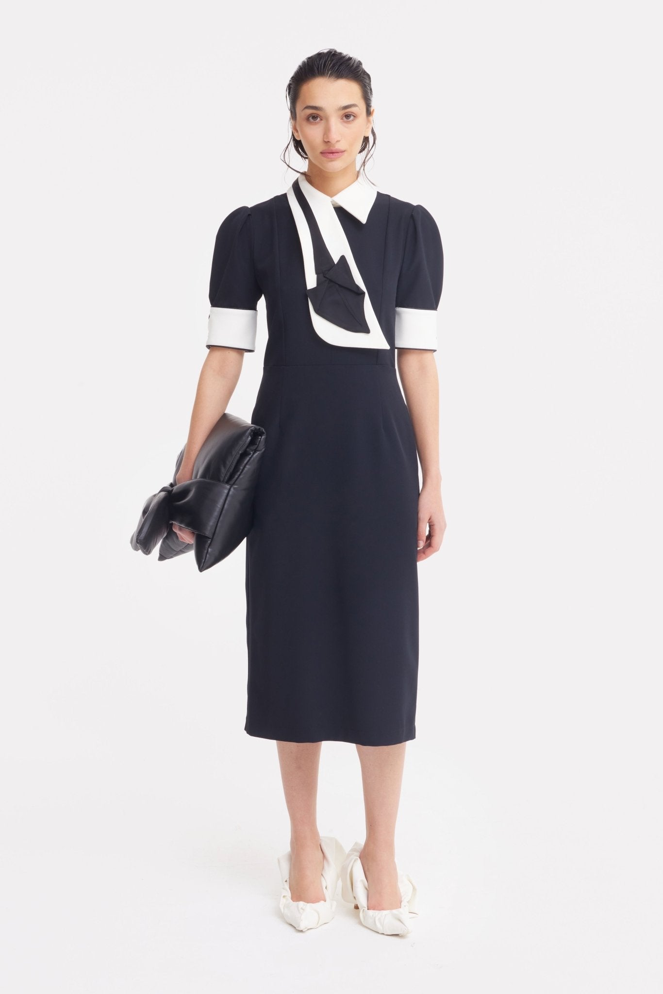 Formal Fitted Dress With White Collar