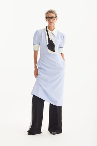 Formal Fitted Dress With White Collar - Office To Evening Style Light Blue - Julia Allert