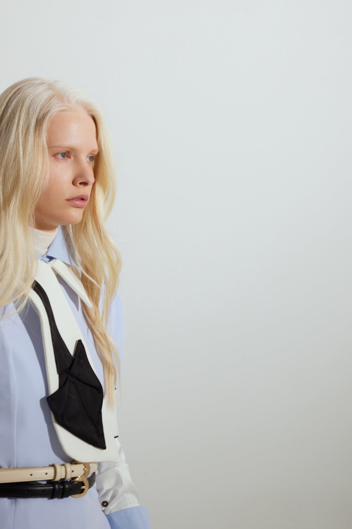 Formal Fitted Dress With White Collar - Office To Evening Style Light Blue