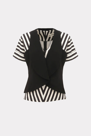 Formal Two-Piece Set — Blouse & Vest Black White