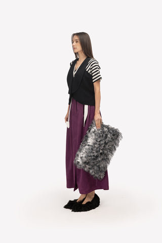 Casual Chic Front-Slit Suede Skirt with Belt – Deep Violet