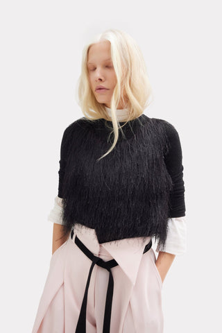 Fringe Sleeveless Top – Black - Julia Allert