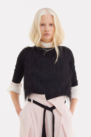 Fringe Sleeveless Top – Black - Julia Allert