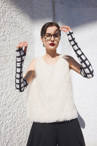 Fringe Sleeveless Top – Ivory - Julia Allert