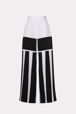 Geometric High-Waisted Wide Pants White-Black