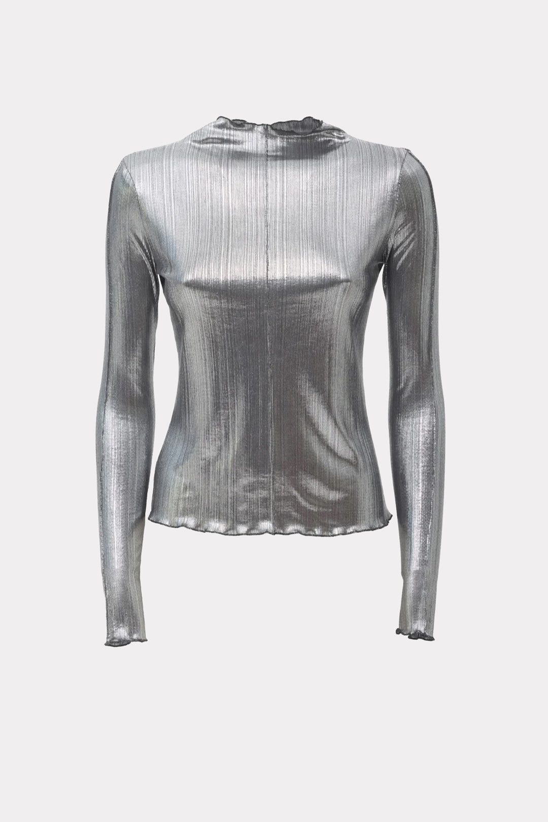 Glitter-Effect Fitted Long Sleeve Blouse Silver – Julia Allert