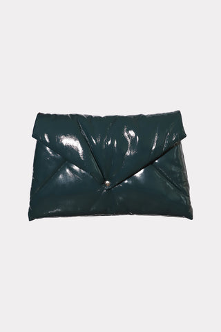 Glossy Patent Envelope Clutch Bag Emerald
