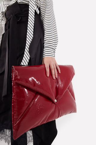 Glossy Patent Envelope Clutch Bag Red - Julia Allert