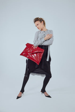Glossy Patent Envelope Clutch Bag Red