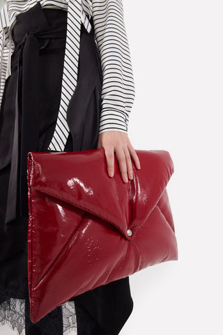 Glossy Patent Envelope Clutch Bag Red