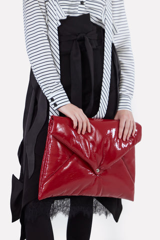 Glossy Patent Envelope Clutch Bag Red