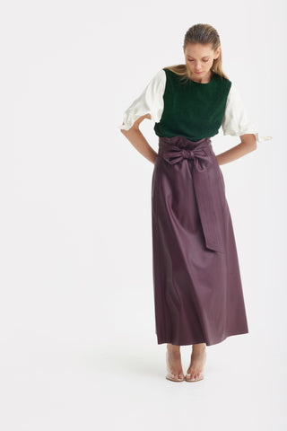 Green Lurex Knit Top With Adjustable Satin Sleeves - Julia Allert
