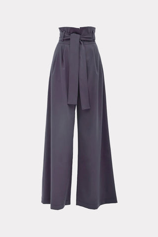 Grey High Waist Long Wide Leg Trousers - Julia Allert