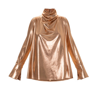 Designer Longsleeve Blouse Metallic Gold