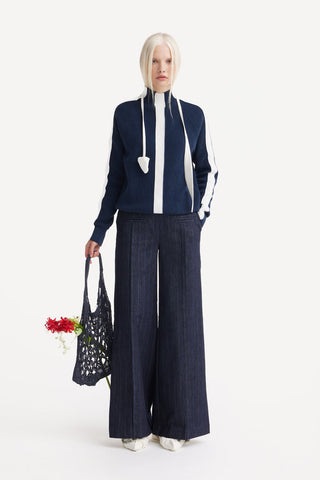 Handcrafted Knitted Tote Bag – Navy Blue - Julia Allert