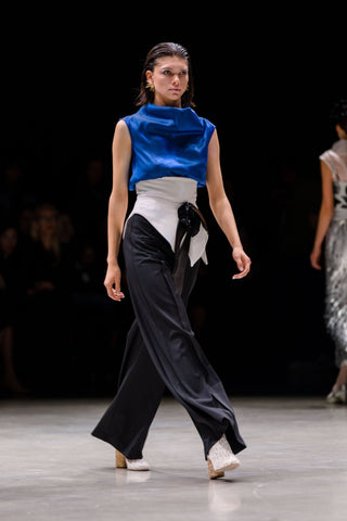 High Neck Organza Vest Blue - Julia Allert