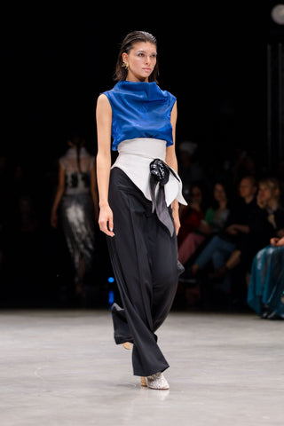 High Neck Organza Vest Blue - Julia Allert