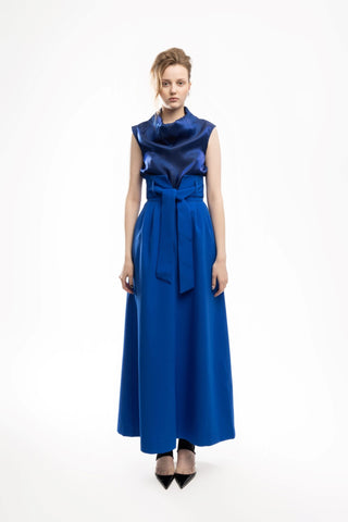 High Neck Organza Vest Blue - Julia Allert
