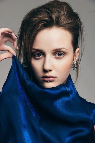 High Neck Organza Vest Blue - Julia Allert