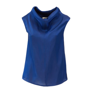 High Neck Organza Vest Blue