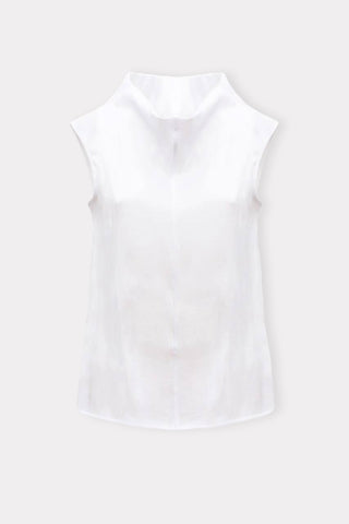 High Neck Organza Vest-White