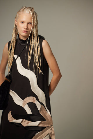 High Neck Sleeveless A-Line Dress – Black - Julia Allert