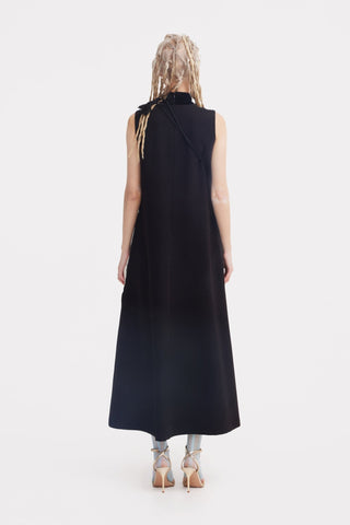 High Neck Sleeveless A-Line Dress – Black - Julia Allert