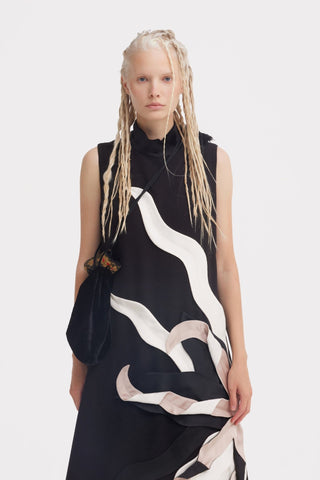 High Neck Sleeveless A-Line Dress – Black - Julia Allert